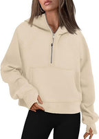 Exclusive Zipper Hoodies Sweatshirts With Pocket — Army Green — Size L — Top View