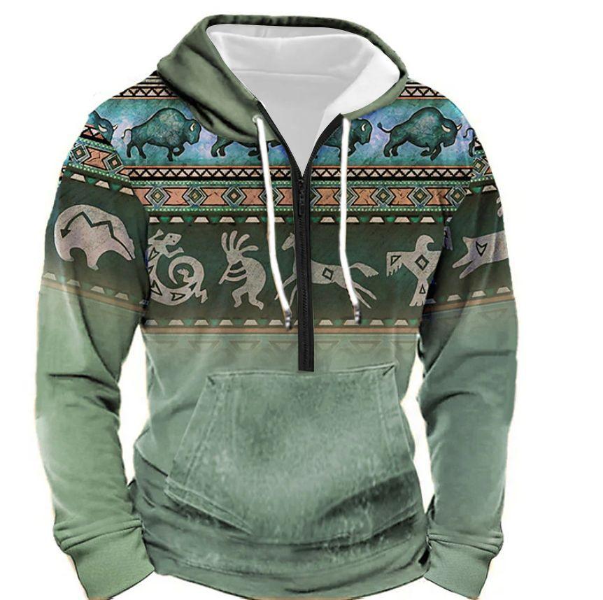 Exclusive Zipper Sweaters Menswear With Pockets — BL 01 — Size L — Back View